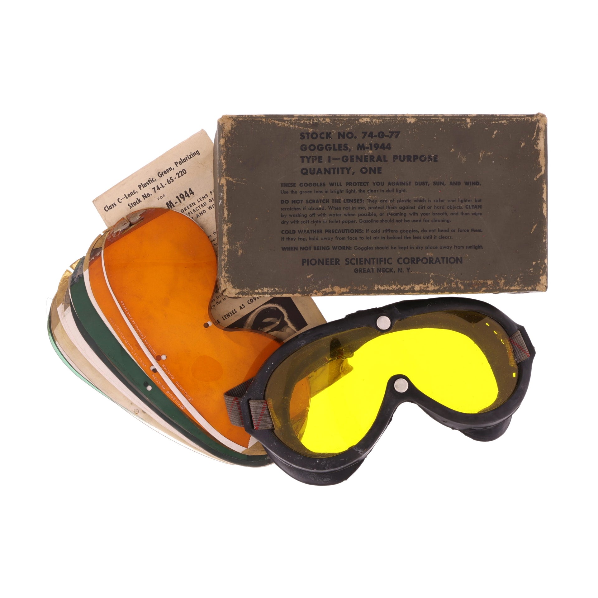 goggles ww2 WWII U.S. Army & USAAF M-1944 Type I General Purpose Goggles with Box, – Gustafson's