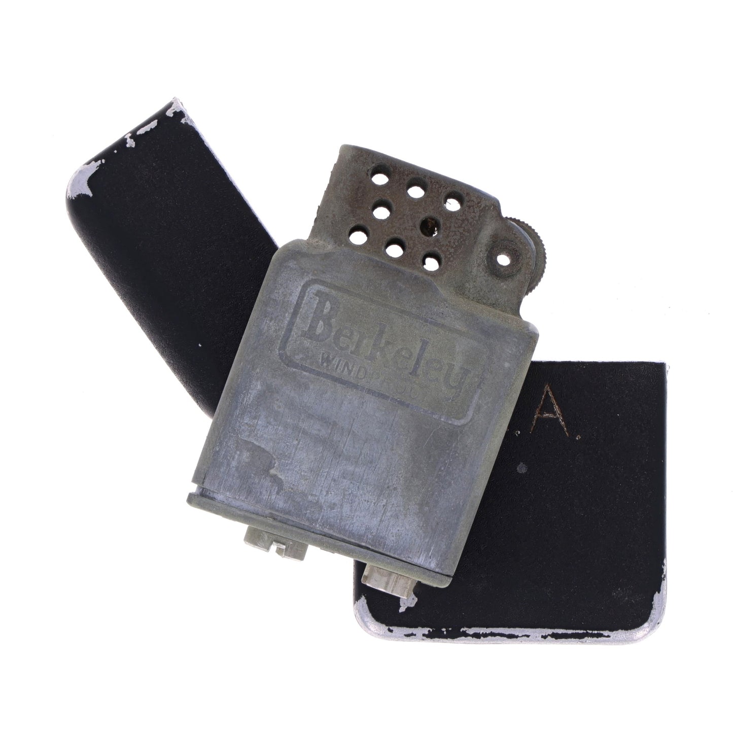 WWII U.S. Berkeley Windproof Lighter with Black Crackle Finish Identified to Eugene L. Adamic