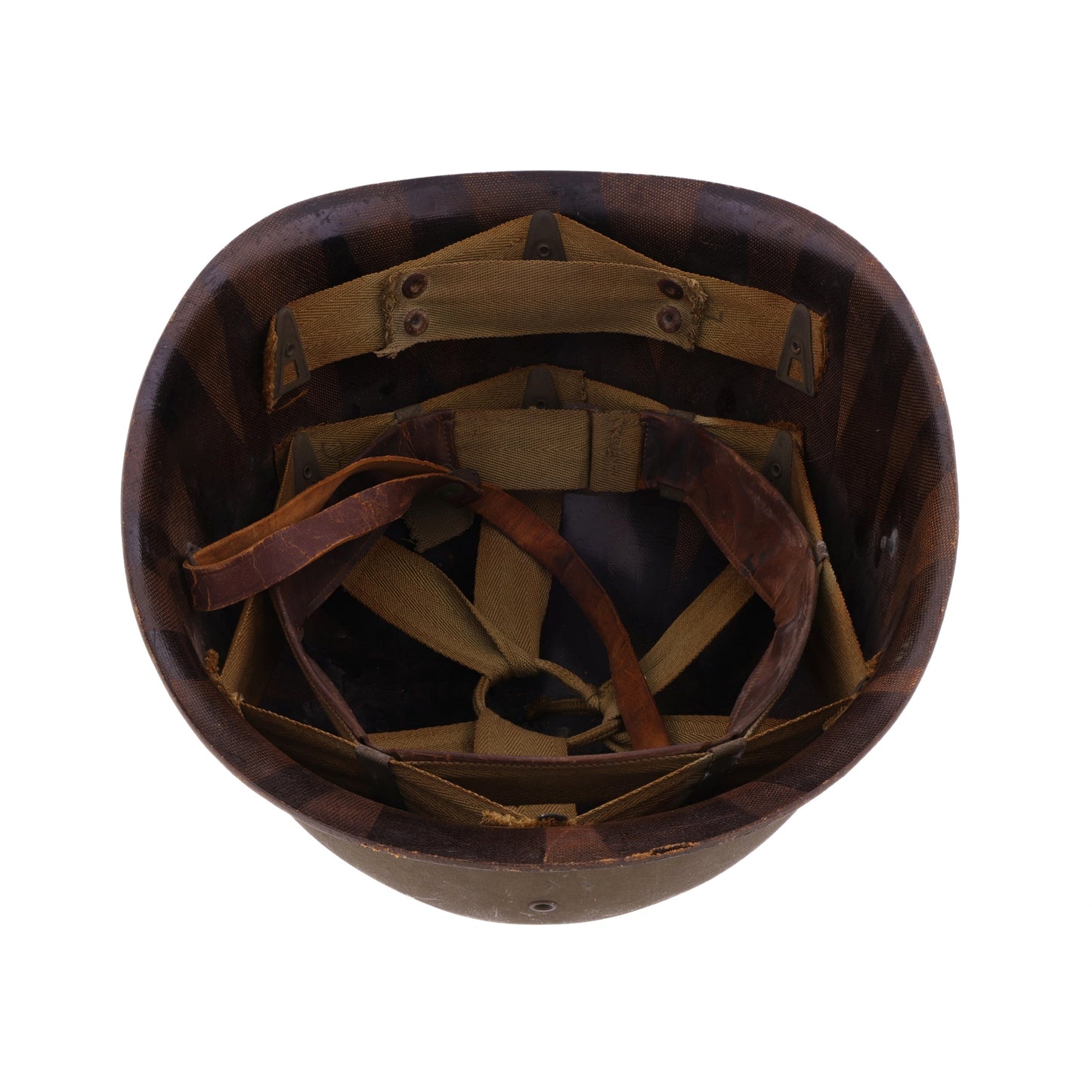 WWII U.S. Capac M-1 Helmet Liner with Headband, Neckband & Leather Chinstrap (1943-44)