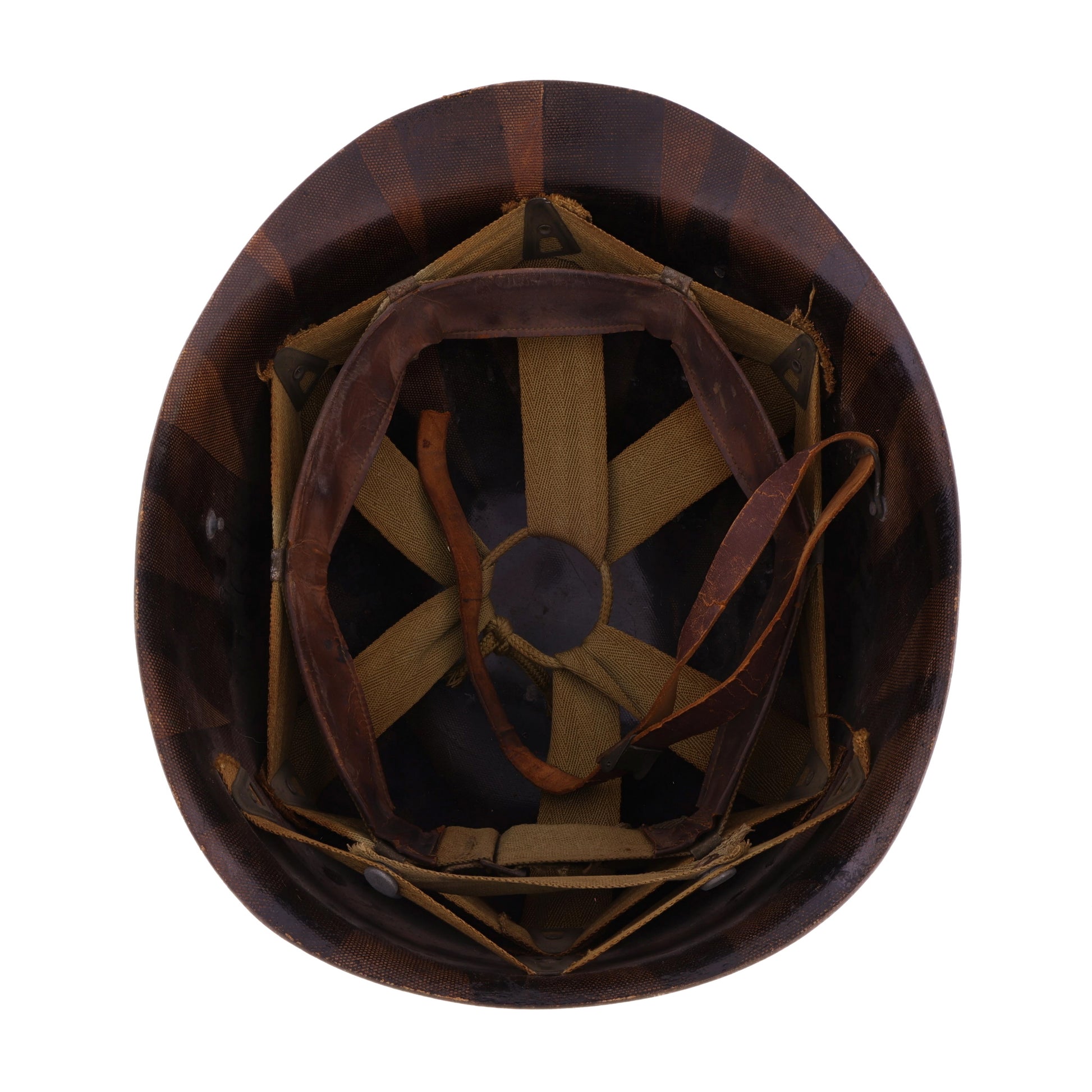 WWII U.S. Capac M-1 Helmet Liner with Headband, Neckband & Leather Chinstrap (1943-44)