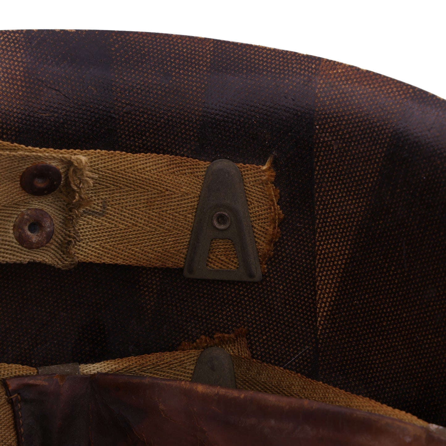 WWII U.S. Capac M-1 Helmet Liner with Headband, Neckband & Leather Chinstrap (1943-44)