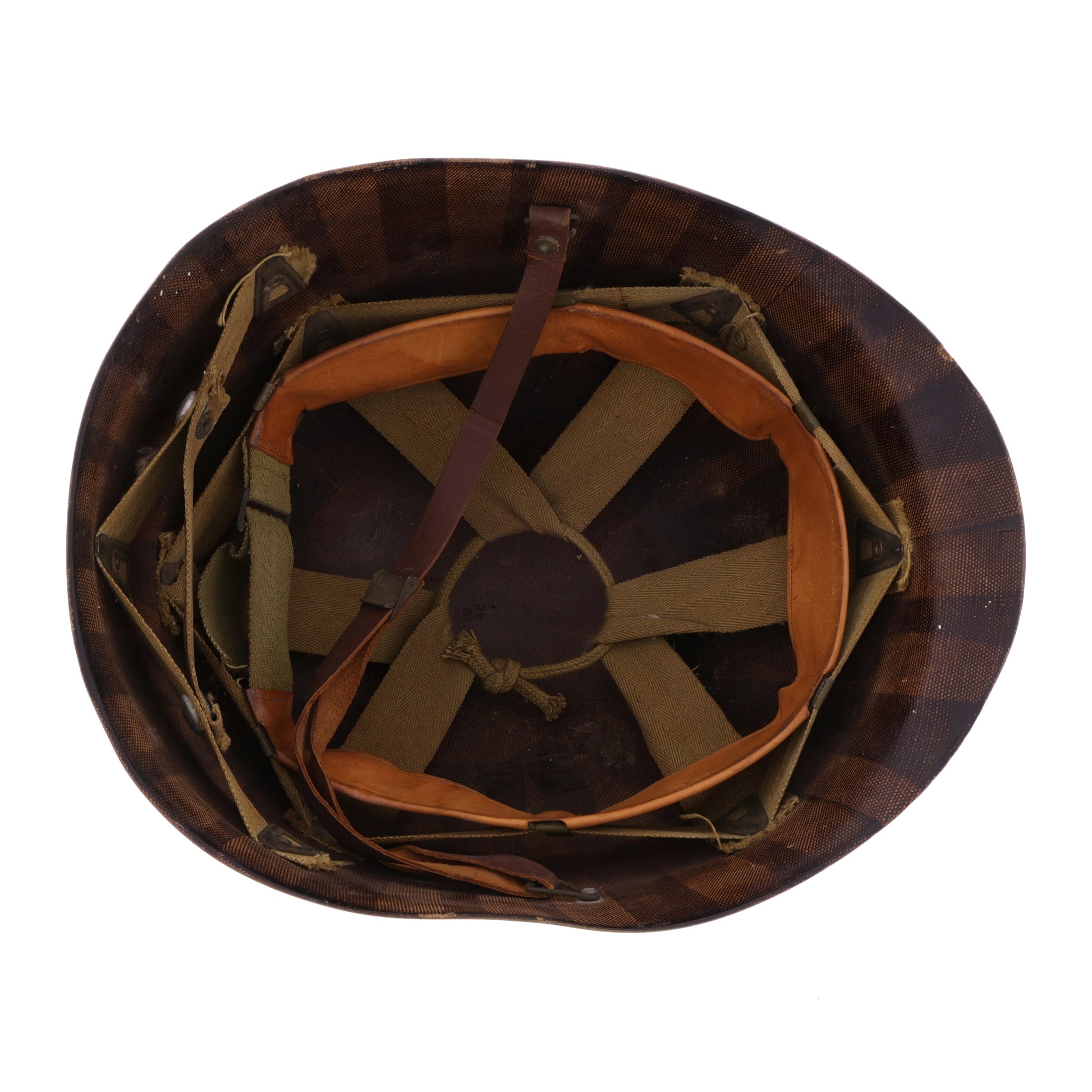 WWII U.S. Inland/Firestone M-1 Helmet Liner with Headband, Neckband & Leather Chinstrap (1943-44)