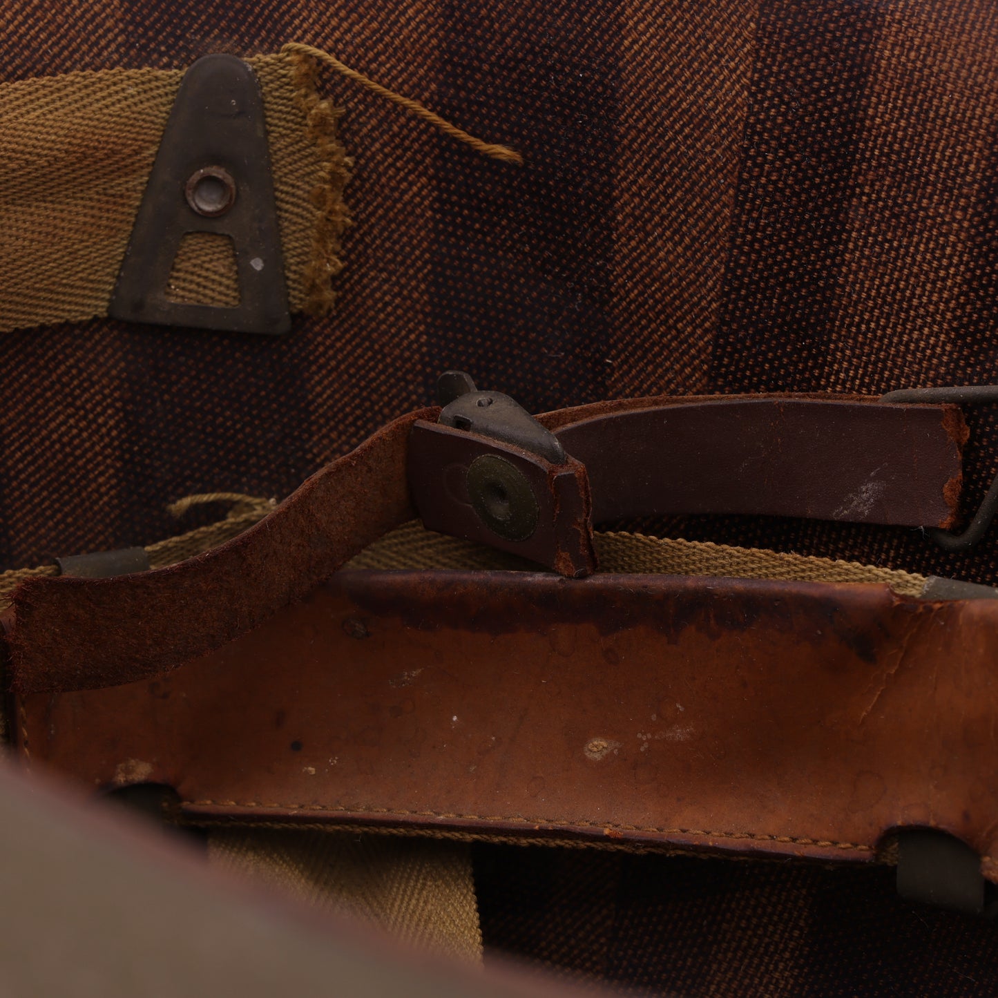 WWII U.S. Inland/Firestone M-1 Helmet Liner with Headband, Neckband & Leather Chinstrap (1943-44)