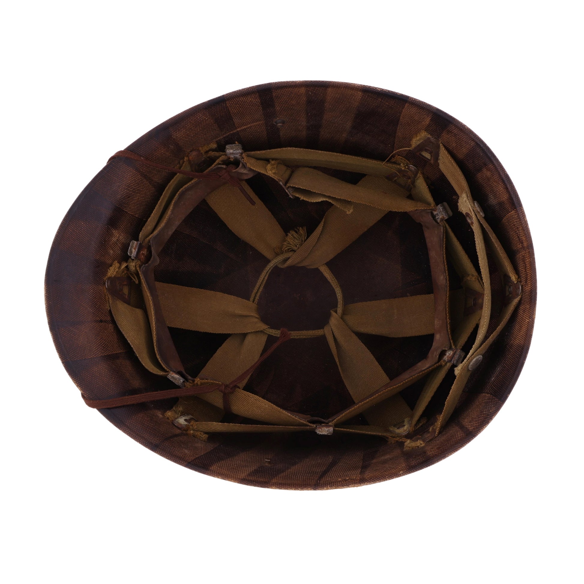 WWII U.S. Inland M-1 Helmet Liner with Headband & Neckband Marked with Laundry Number (1942-43)