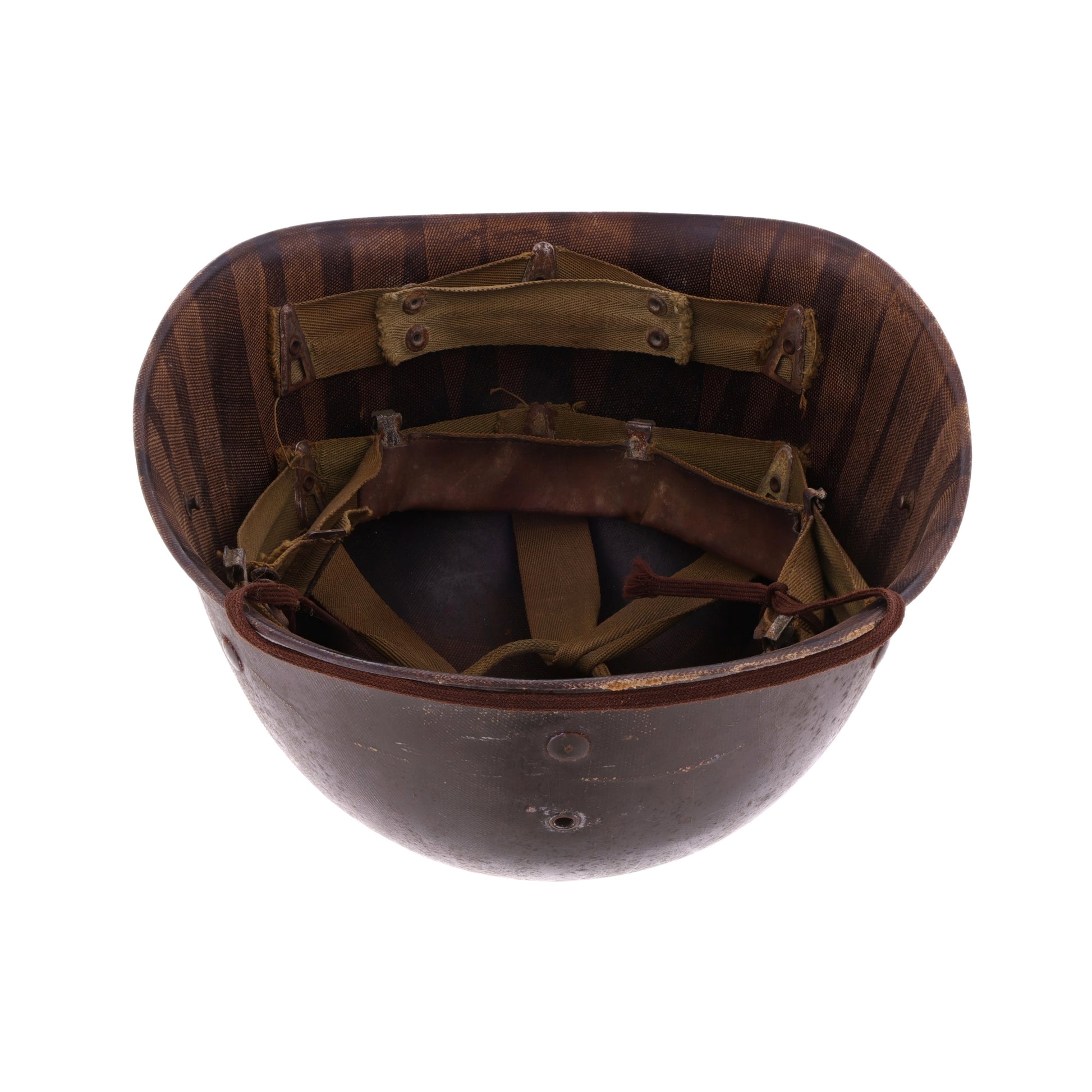 WWII U.S. Inland M-1 Helmet Liner with Headband & Neckband Marked with Laundry Number (1942-43)