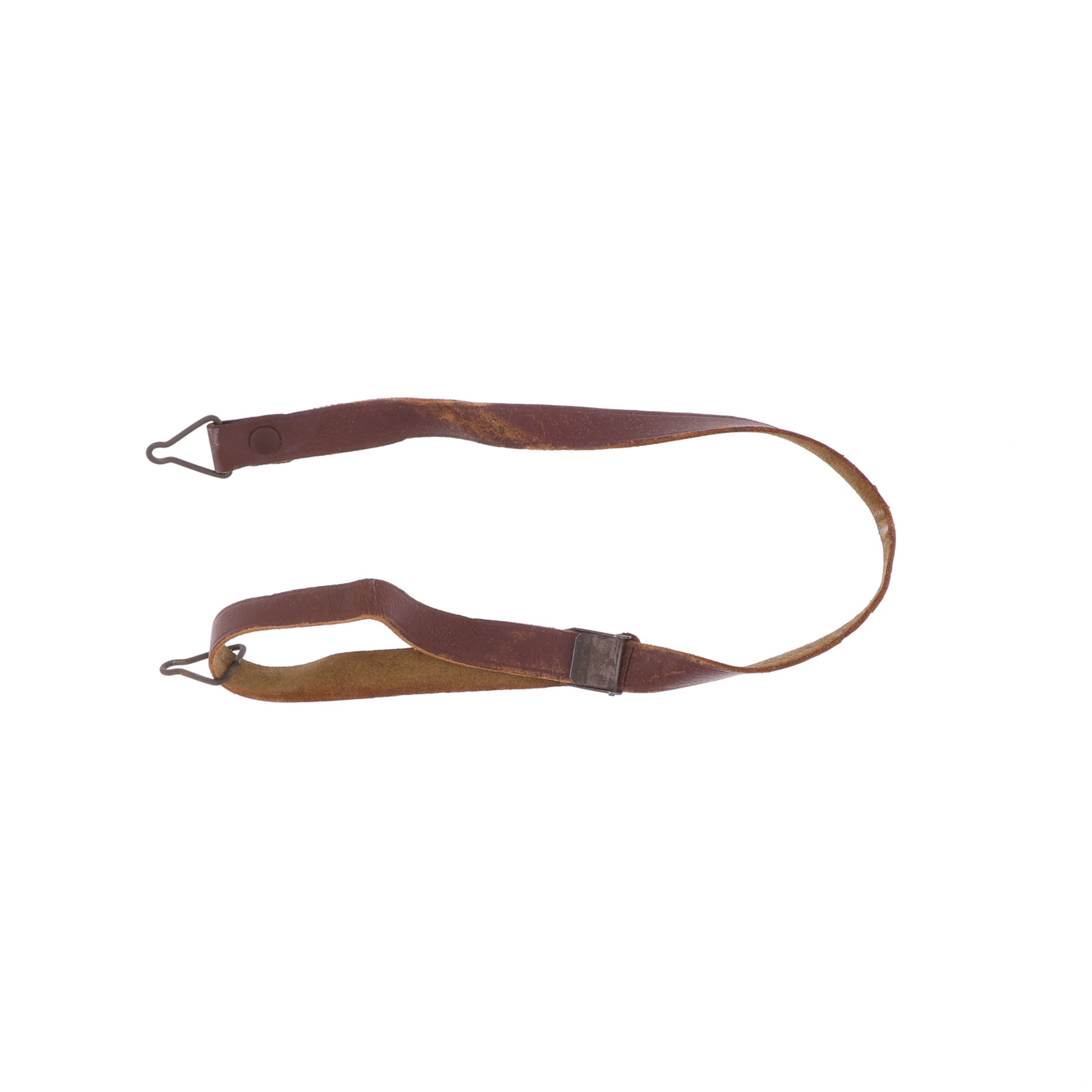 WWII U.S. M-1 Helmet Liner Leather Chinstrap with Green Buckle