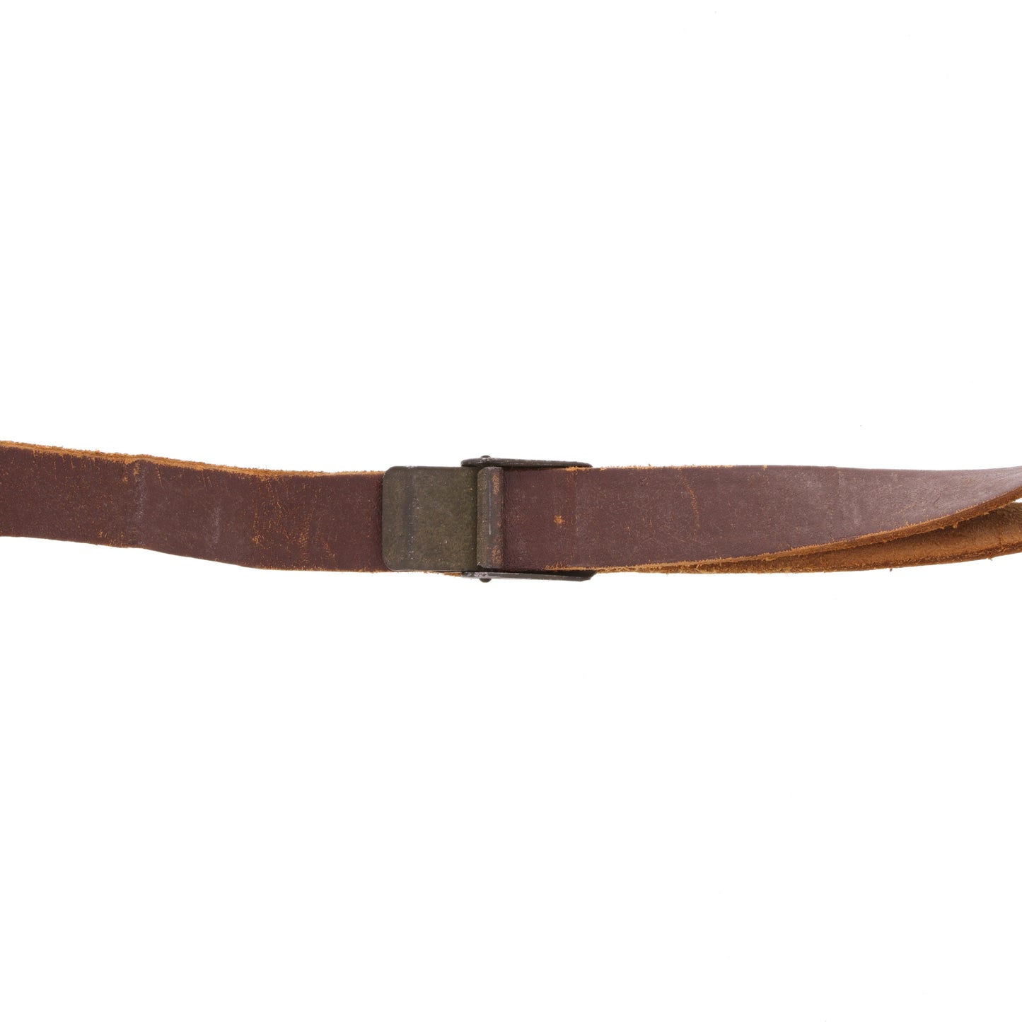 WWII U.S. M-1 Helmet Liner Leather Chinstrap with Green Buckle