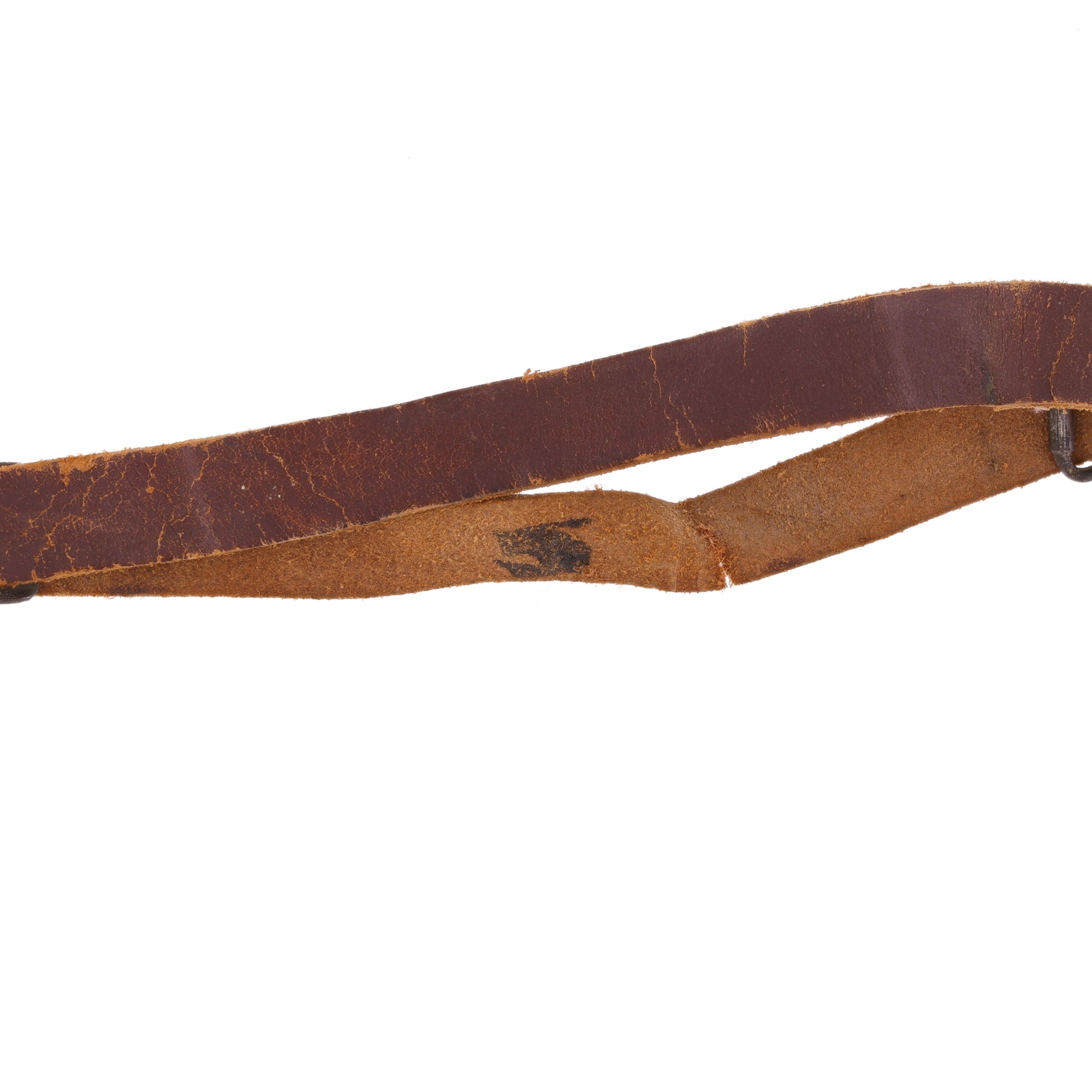 WWII U.S. M-1 Helmet Liner Leather Chinstrap with Green Buckle