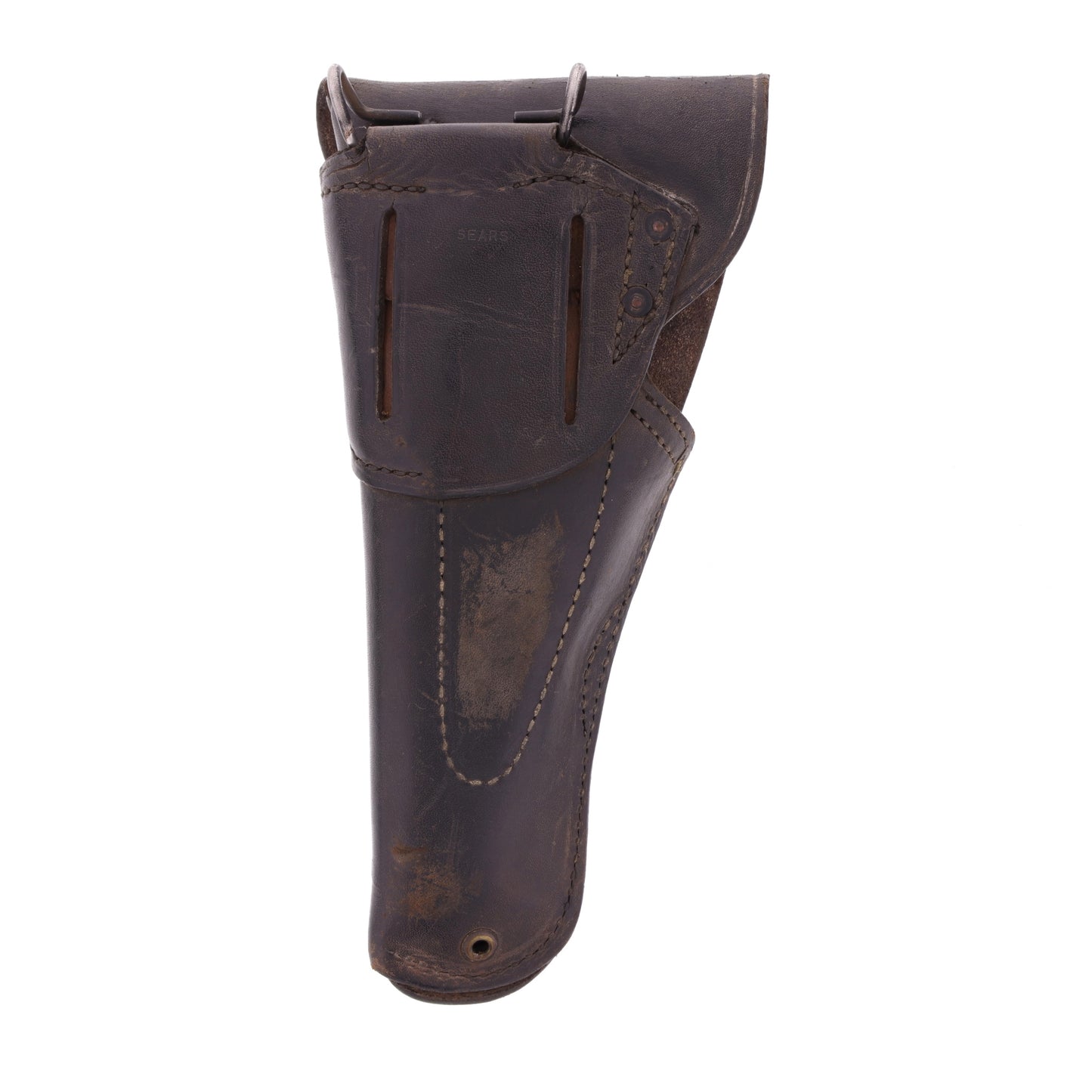 WWII U.S. M1916 Holster for M1911 Pistol by Sears Saddlery Co. with Post-War Blackened Leather (Undated)