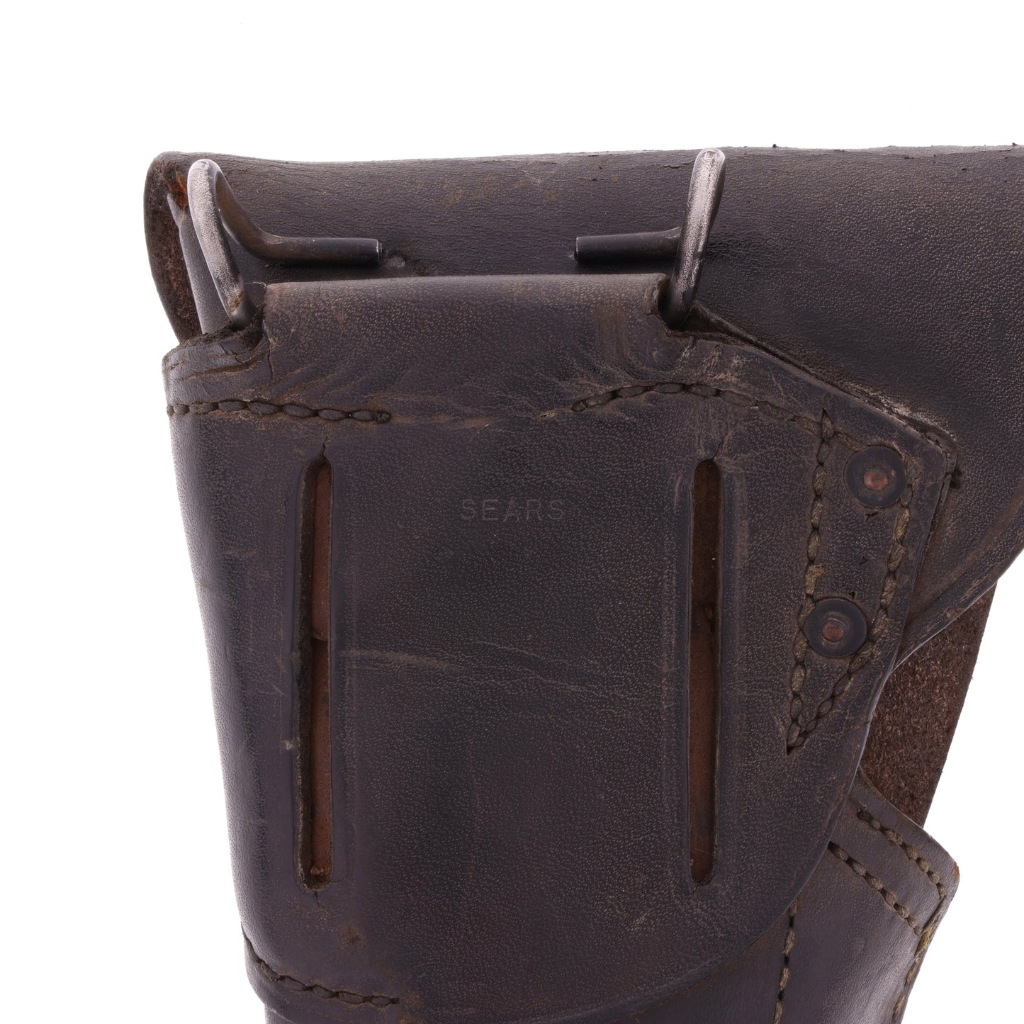 WWII U.S. M1916 Holster for M1911 Pistol by Sears Saddlery Co. with Post-War Blackened Leather (Undated)