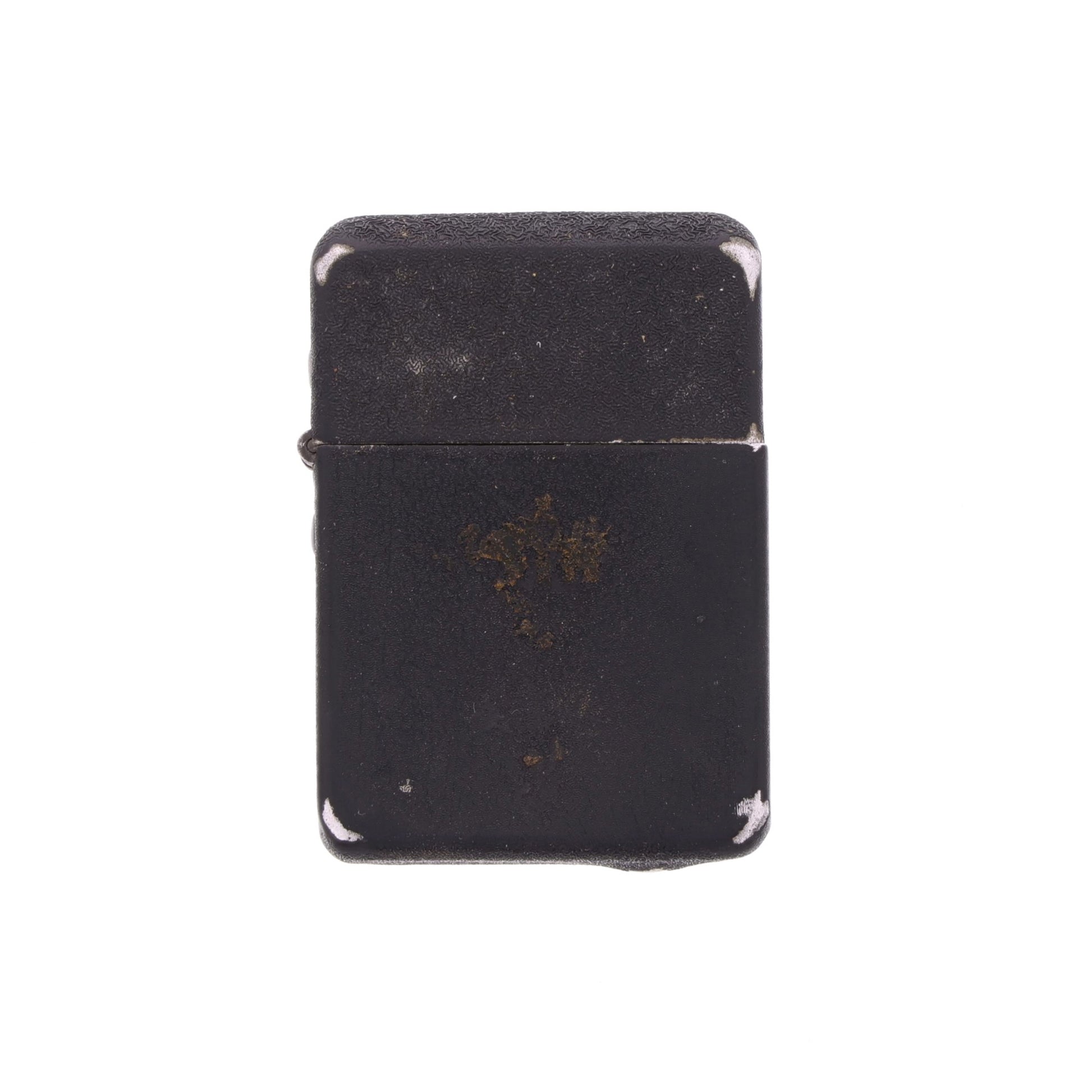 WWII U.S. Matawan "Wind-Master" Lighter with Black Crackle Finish & Sterling Silver Capt.'s Rank Pin Identified to Capt. Marcella V. Brandyberry