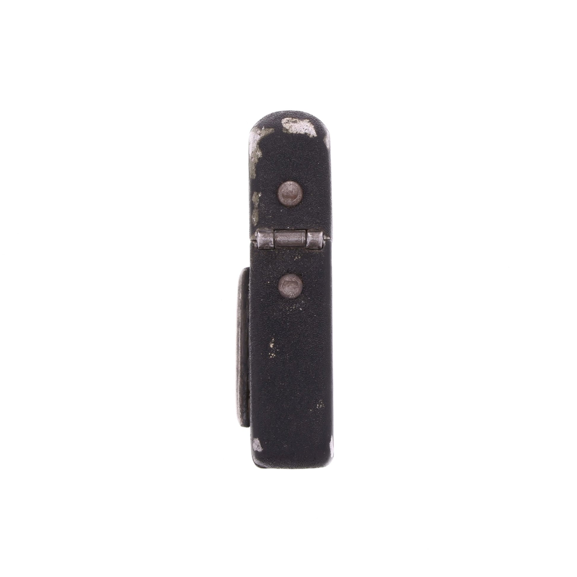 WWII U.S. Matawan "Wind-Master" Lighter with Black Crackle Finish & Sterling Silver Capt.'s Rank Pin Identified to Capt. Marcella V. Brandyberry