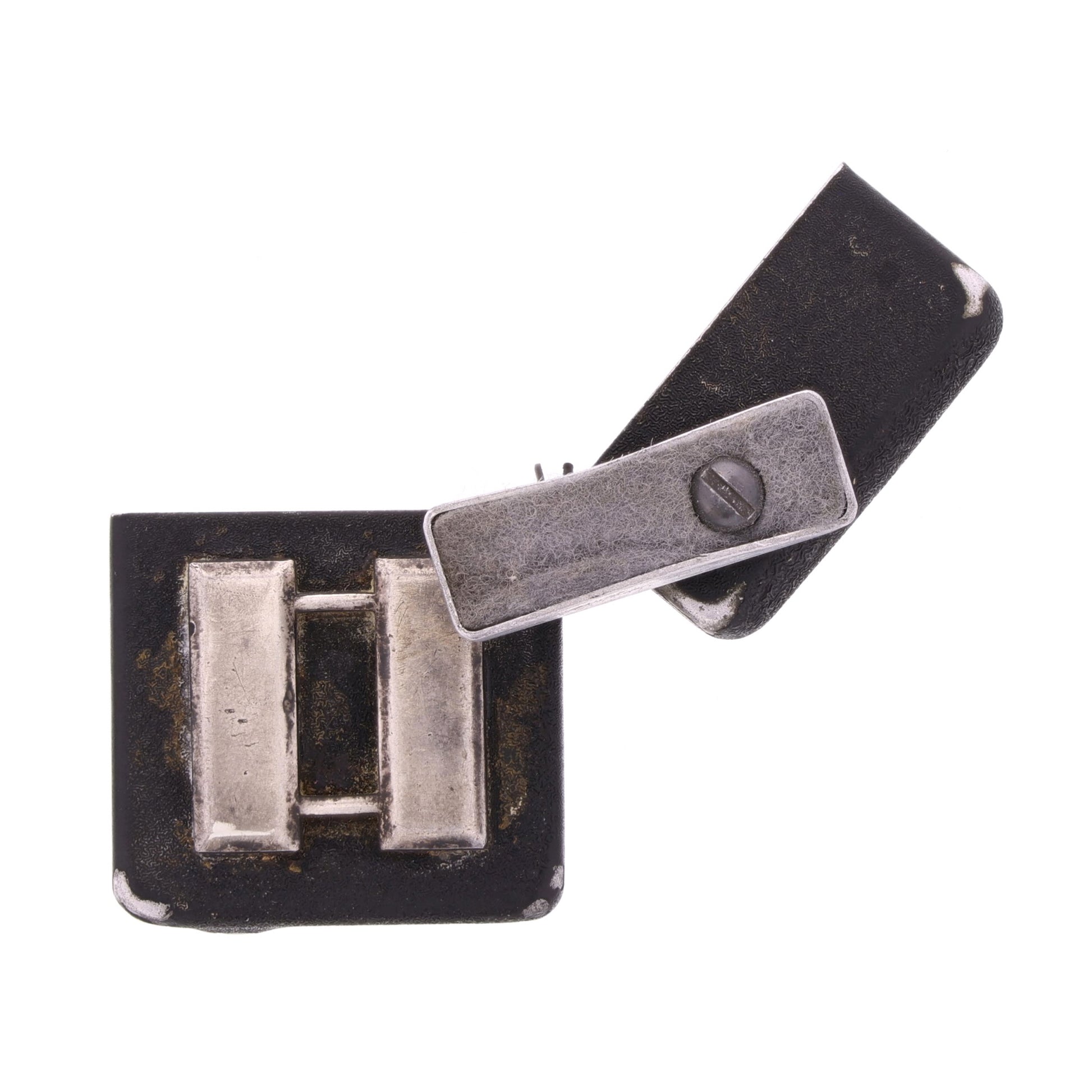 WWII U.S. Matawan "Wind-Master" Lighter with Black Crackle Finish & Sterling Silver Capt.'s Rank Pin Identified to Capt. Marcella V. Brandyberry