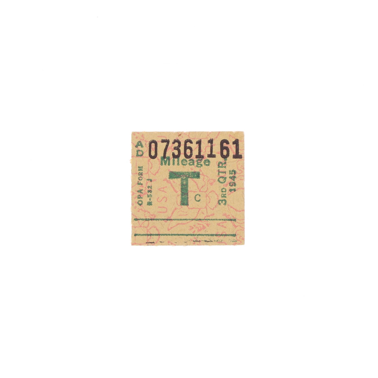 WWII U.S. Mileage Ration Coupon (1945)