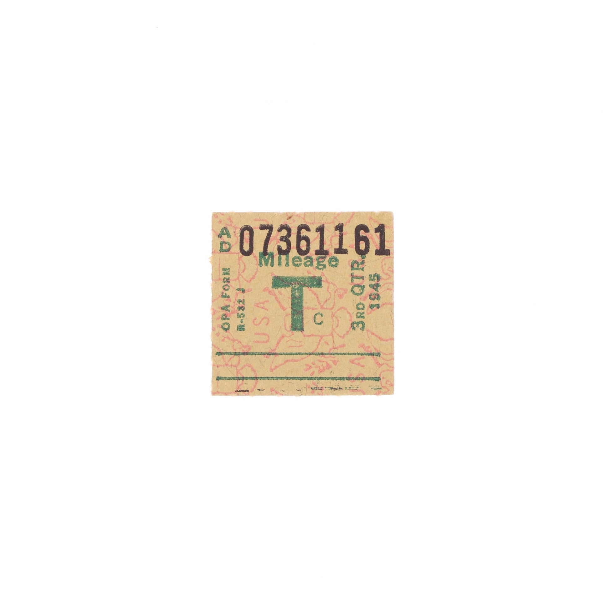 WWII U.S. Mileage Ration Coupon (1945)