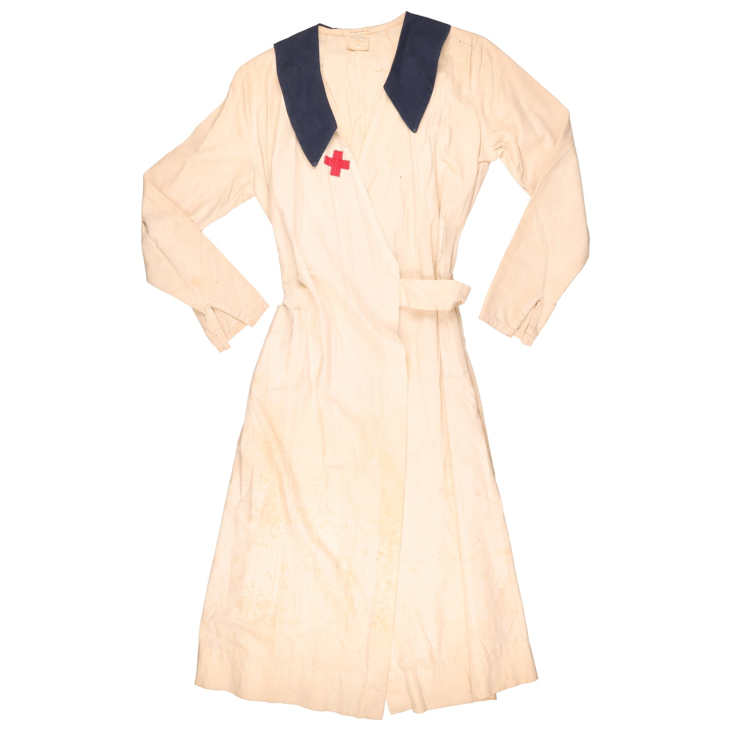 WWII U.S. Nurse's White Cotton Ward Dress by Maid of Orleans Named to Elizabeth Phelps (Size 34)