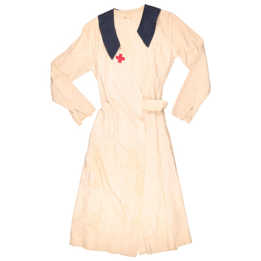 WWII U.S. Nurse's White Cotton Ward Dress by Maid of Orleans Named to Elizabeth Phelps (Size 34)