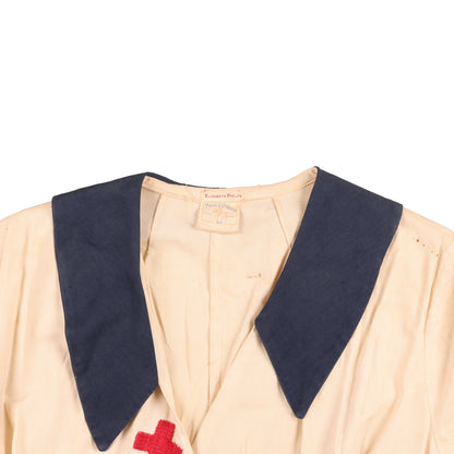 WWII U.S. Nurse's White Cotton Ward Dress by Maid of Orleans Named to Elizabeth Phelps (Size 34)