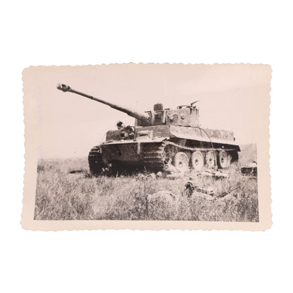 WWII U.S. Photograph of German Panzerkampfwagen VI Tiger I Tank with Deceased U.S. Soldier in Foreground (1944)