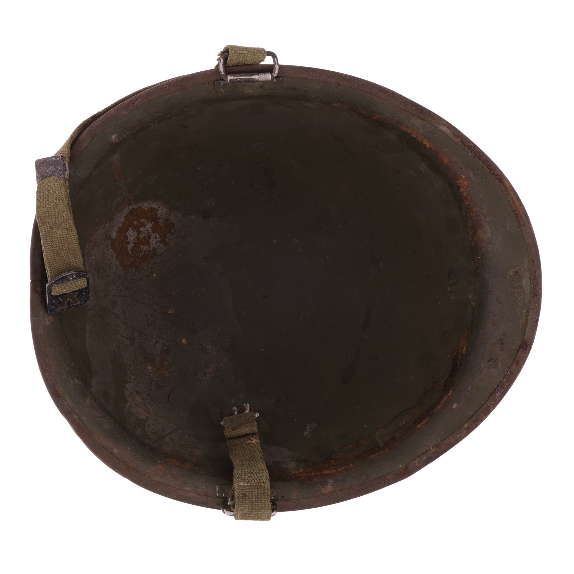 WWII U.S. Schlueter Rear Seam Swivel Loop M-1 Helmet Shell (1945)