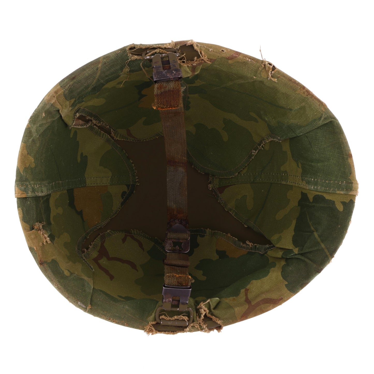 Vietnam War U.S. Schlueter Swivel Loop M-1 Helmet & Liner Set with Camouflage Cover (1944-64)