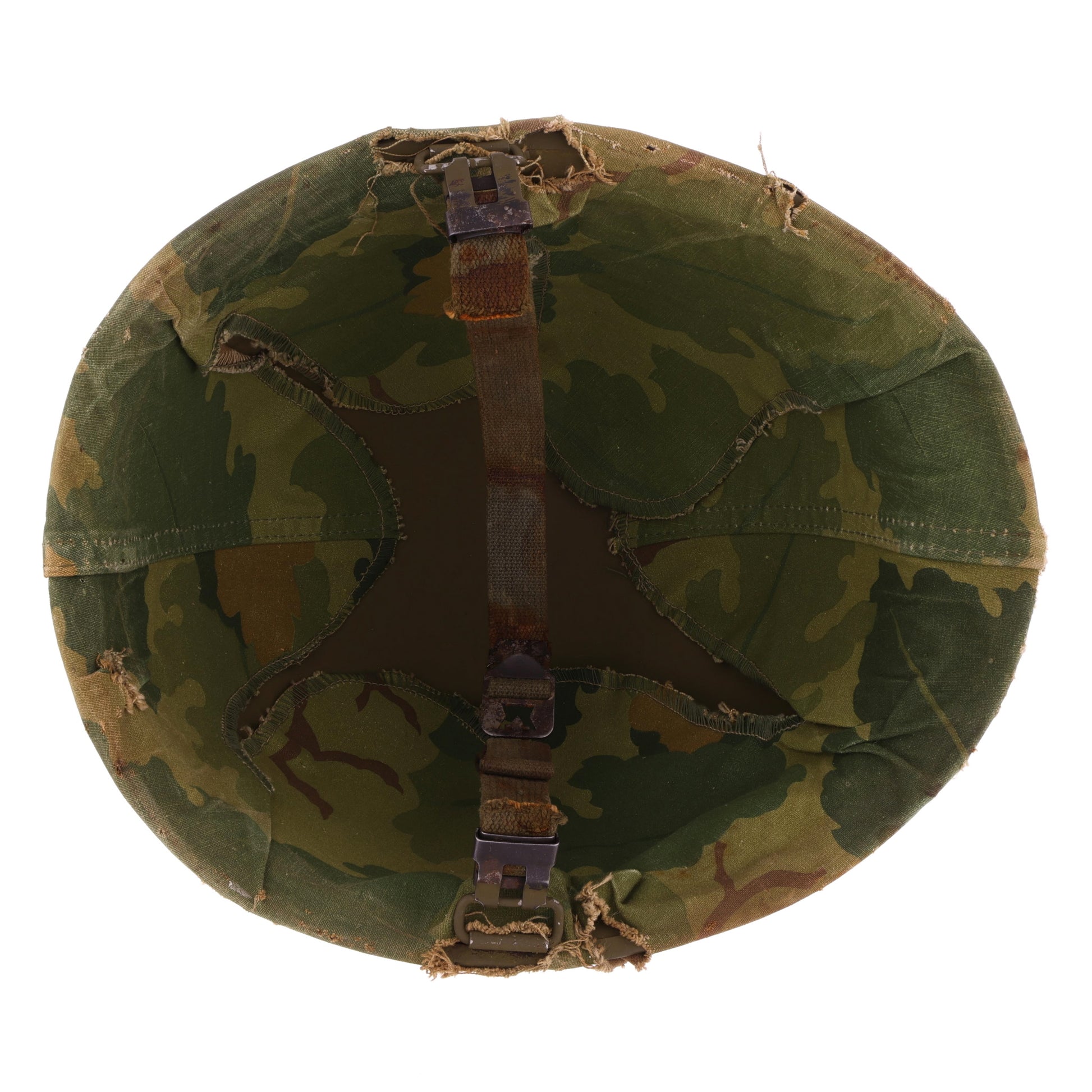 Vietnam War U.S. Schlueter Swivel Loop M-1 Helmet & Liner Set with Camouflage Cover (1944-64)