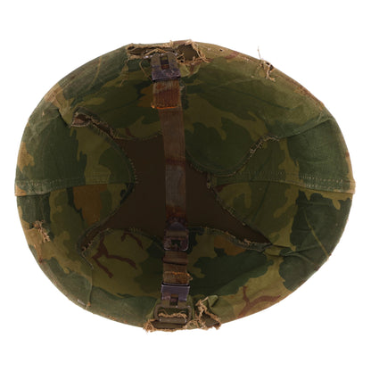 Vietnam War U.S. Schlueter Swivel Loop M-1 Helmet & Liner Set with Camouflage Cover (1944-64)