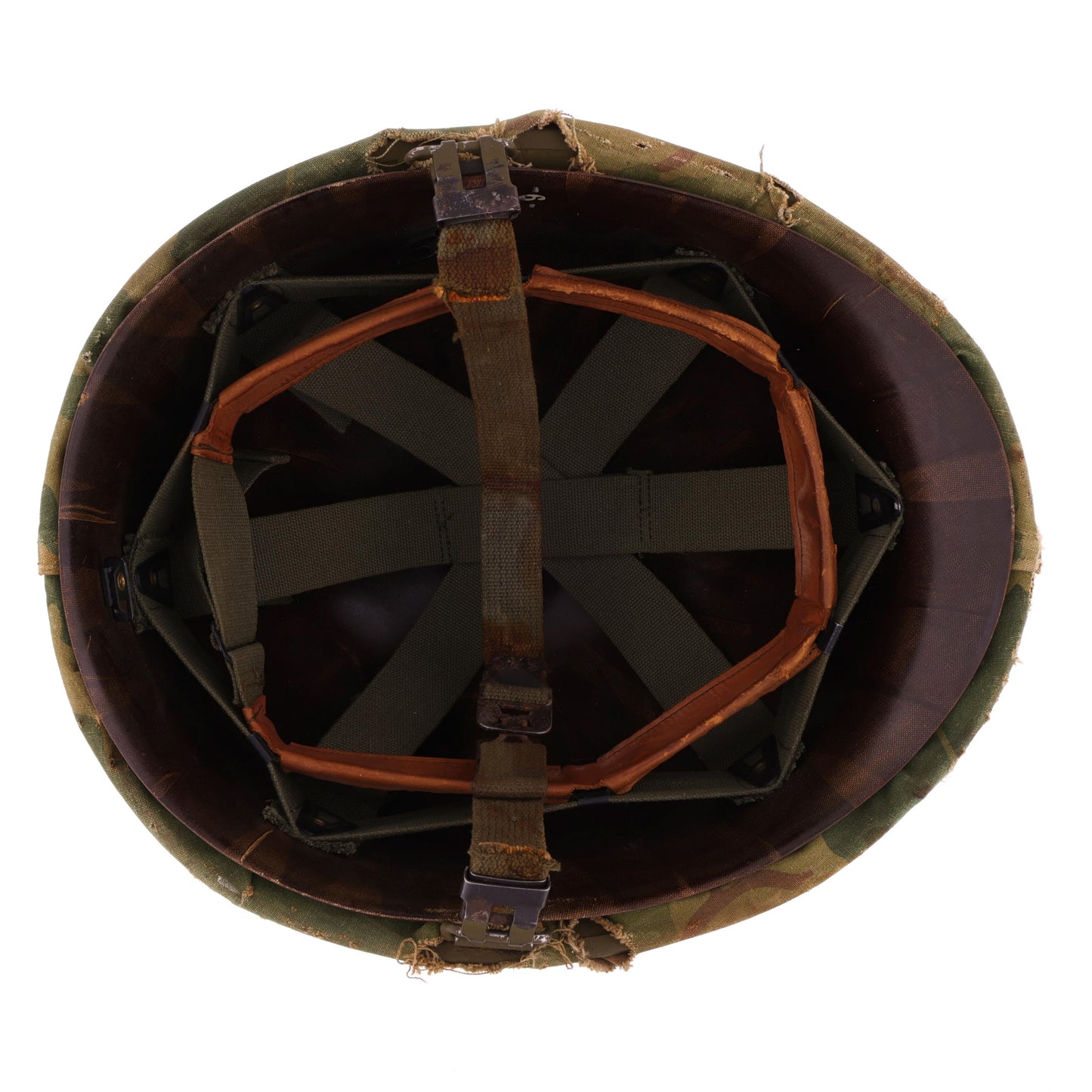 Vietnam War U.S. Schlueter Swivel Loop M-1 Helmet & Liner Set with Camouflage Cover (1944-64)