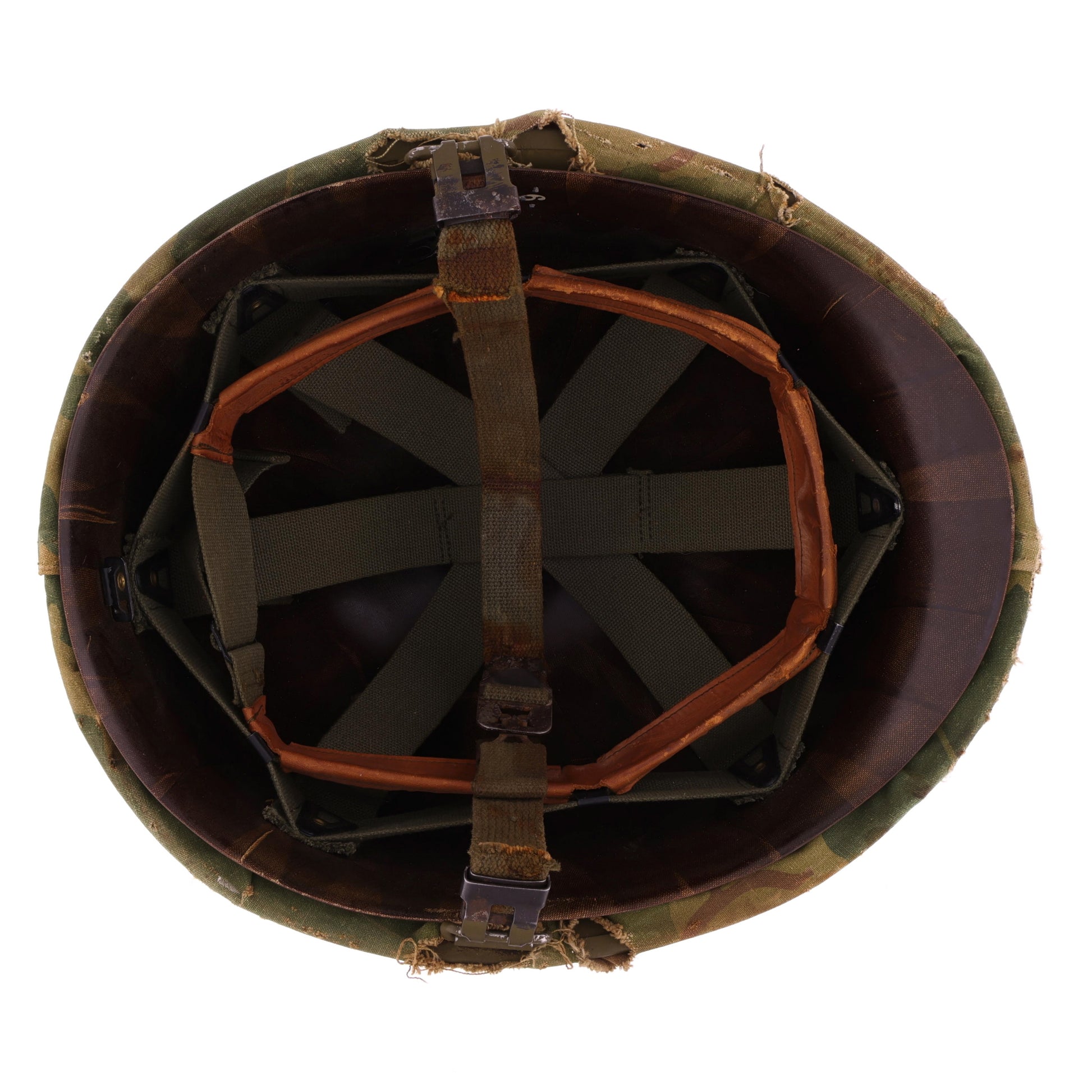Vietnam War U.S. Schlueter Swivel Loop M-1 Helmet & Liner Set with Camouflage Cover (1944-64)