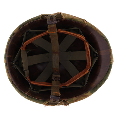 Vietnam War U.S. Schlueter Swivel Loop M-1 Helmet & Liner Set with Camouflage Cover (1944-64)