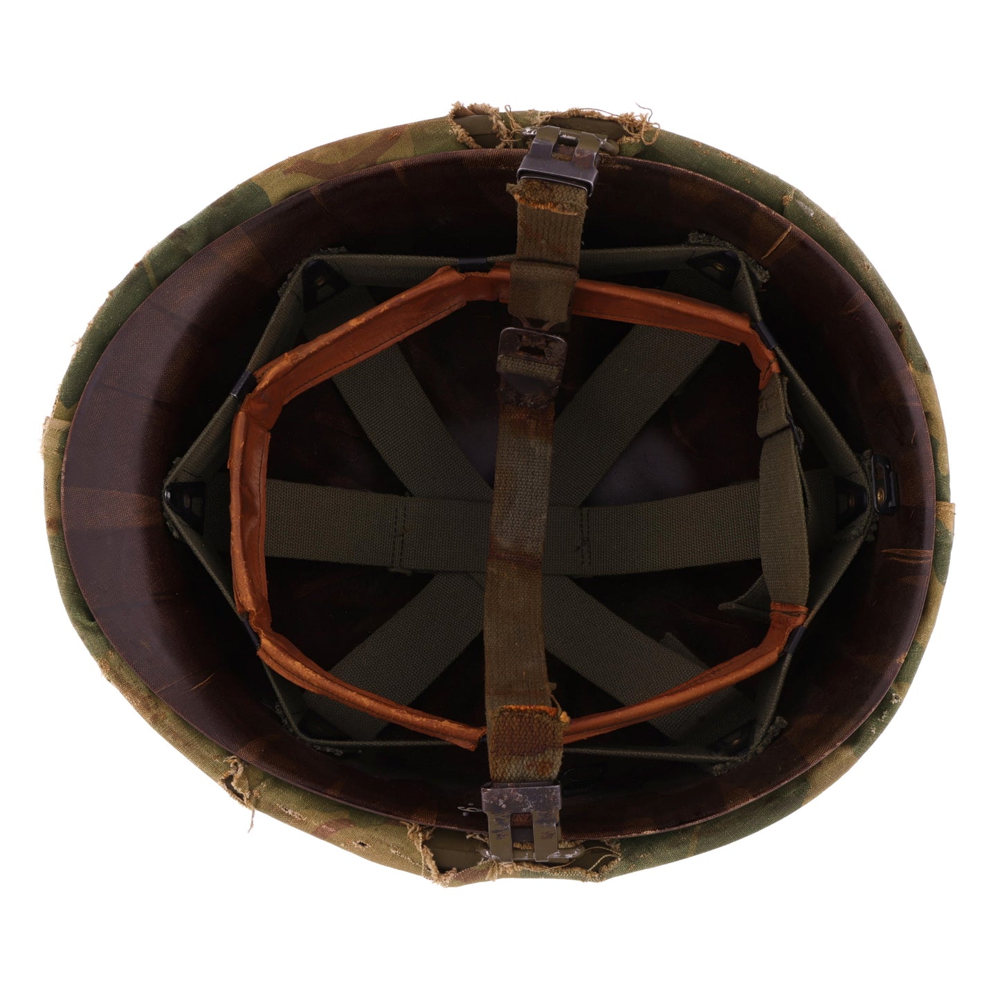 Vietnam War U.S. Schlueter Swivel Loop M-1 Helmet & Liner Set with Camouflage Cover (1944-64)