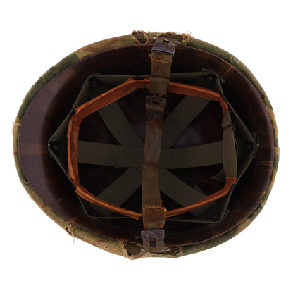 Vietnam War U.S. Schlueter Swivel Loop M-1 Helmet & Liner Set with Camouflage Cover (1944-64)