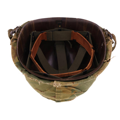 Vietnam War U.S. Schlueter Swivel Loop M-1 Helmet & Liner Set with Camouflage Cover (1944-64)