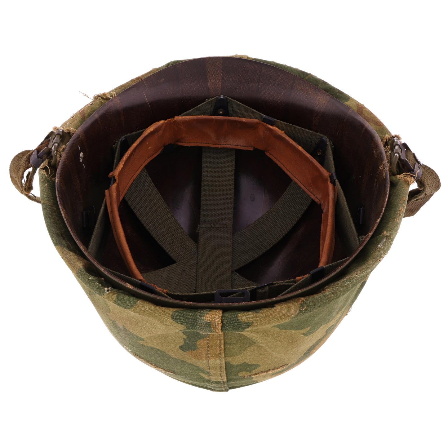 Vietnam War U.S. Schlueter Swivel Loop M-1 Helmet & Liner Set with Camouflage Cover (1944-64)