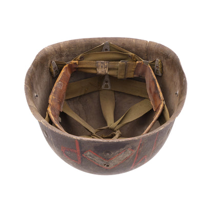 WWII U.S. St. Clair M-1 Helmet Liner with Painted Military Police Insignia & Pvt.'s Rank (1942)