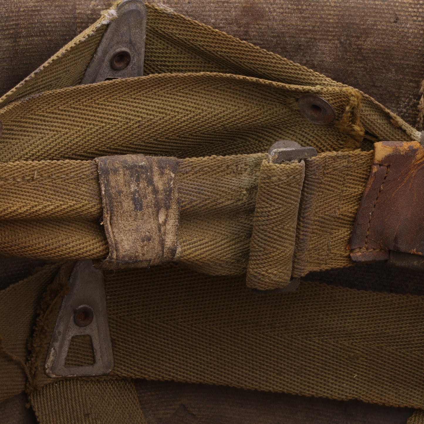 WWII U.S. St. Clair M-1 Helmet Liner with Painted Military Police Insignia & Pvt.'s Rank (1942)