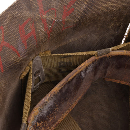 WWII U.S. St. Clair M-1 Helmet Liner with Painted Military Police Insignia & Pvt.'s Rank (1942)