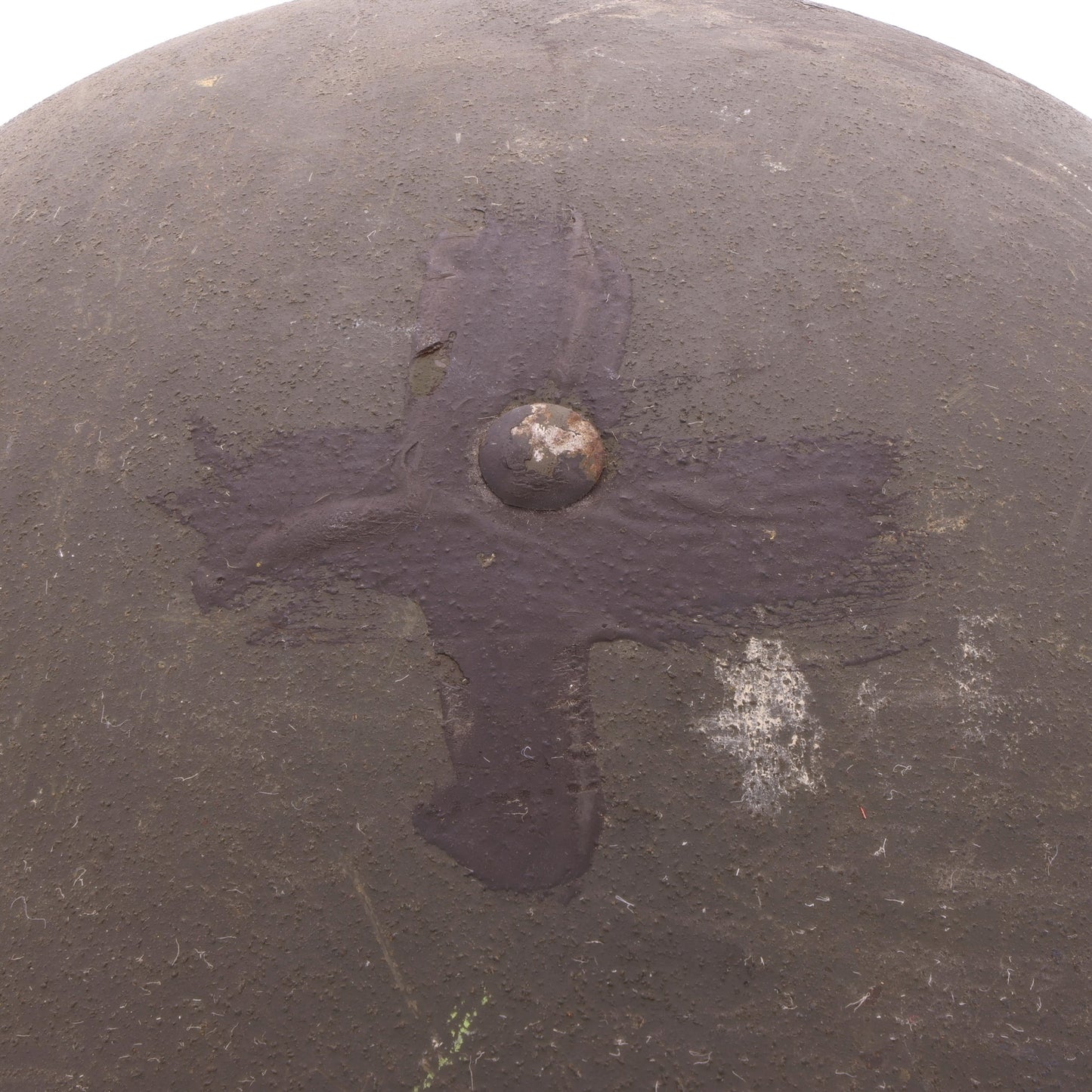 WWII U.S. St. Clair M-1 Helmet Liner with Painted Military Police Insignia & Pvt.'s Rank (1942)