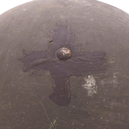 WWII U.S. St. Clair M-1 Helmet Liner with Painted Military Police Insignia & Pvt.'s Rank (1942)