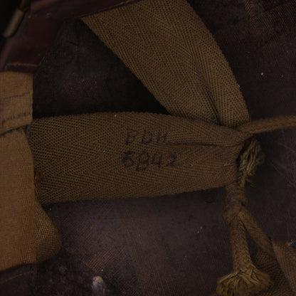 WWII U.S. Westinghouse M-1 Helmet Liner with Headband, Neckband & Leather Chinstrap Identified to Pvt. Burton D. Harrison (1942)