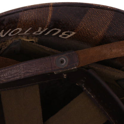 WWII U.S. Westinghouse M-1 Helmet Liner with Headband, Neckband & Leather Chinstrap Identified to Pvt. Burton D. Harrison (1942)