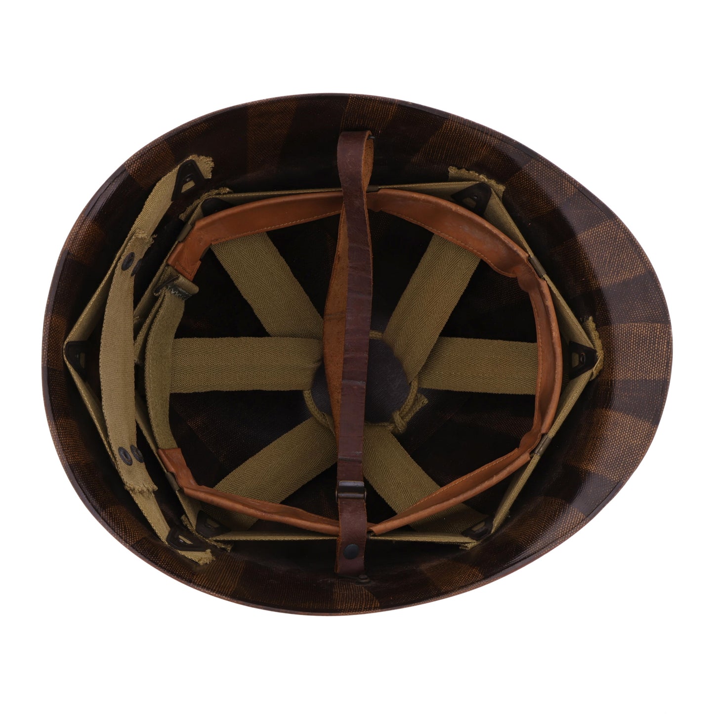 WWII U.S. Westinghouse M-1 Helmet Liner with Headband, Neckband & Leather Chinstrap (1944-45)