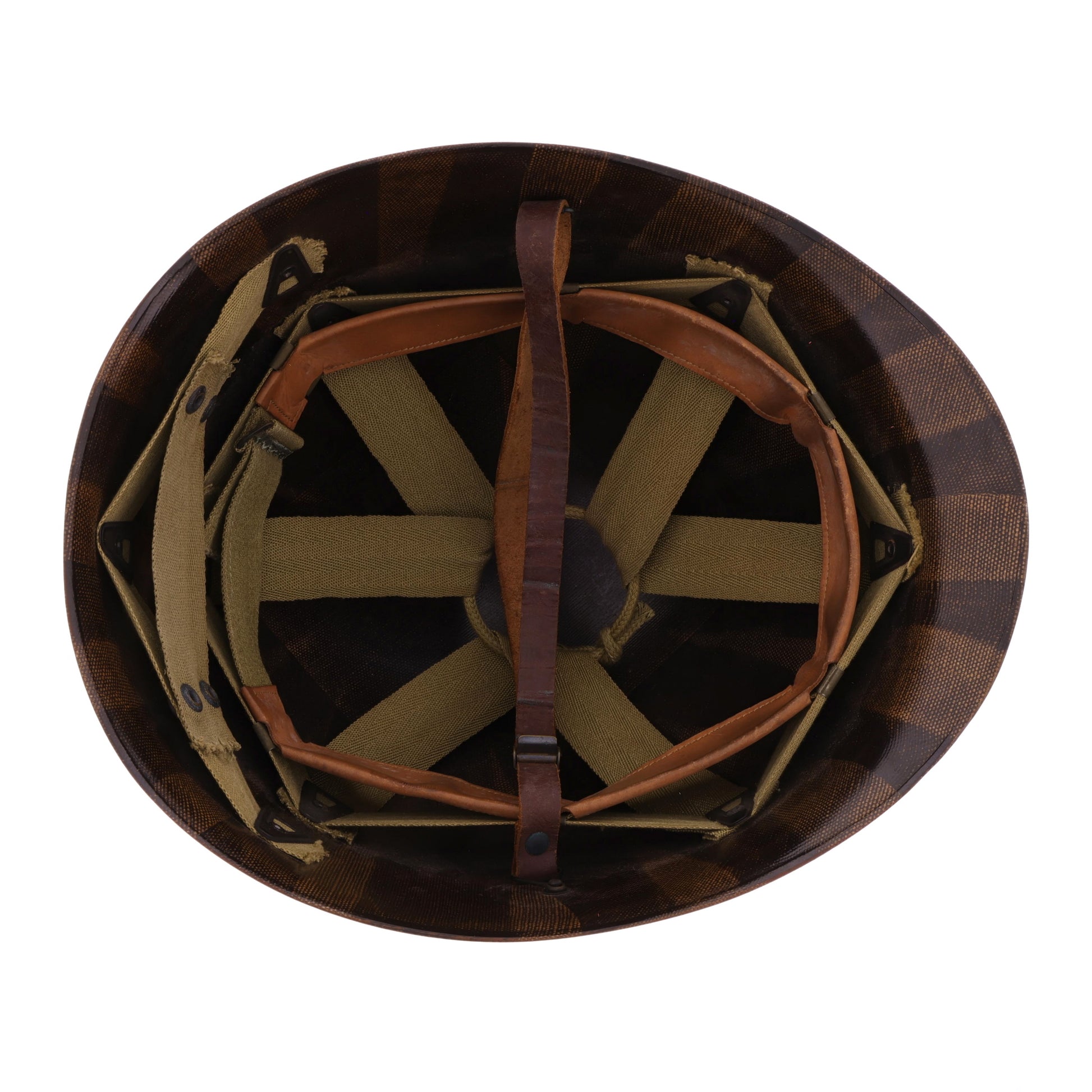 WWII U.S. Westinghouse M-1 Helmet Liner with Headband, Neckband & Leather Chinstrap (1944-45)