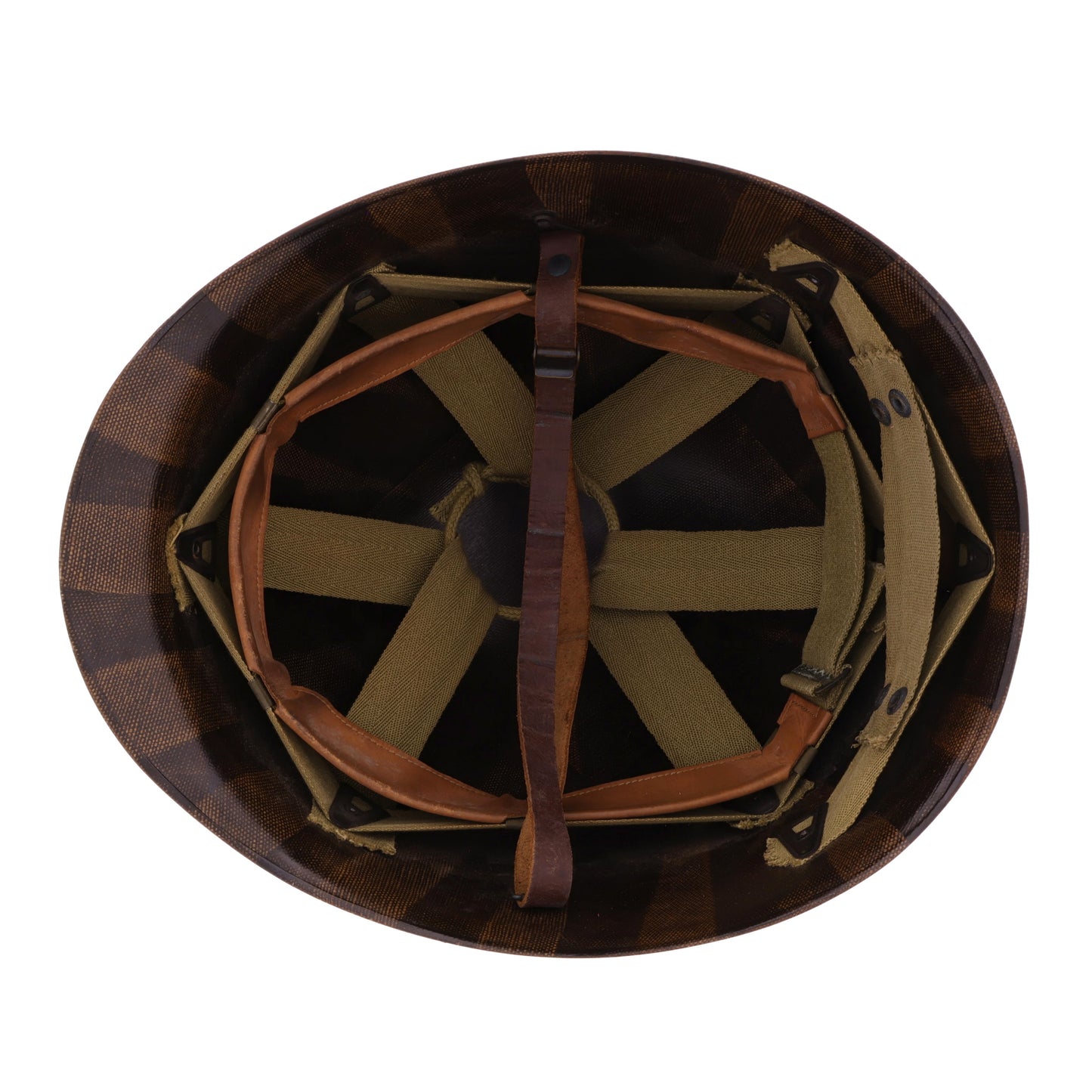 WWII U.S. Westinghouse M-1 Helmet Liner with Headband, Neckband & Leather Chinstrap (1944-45)