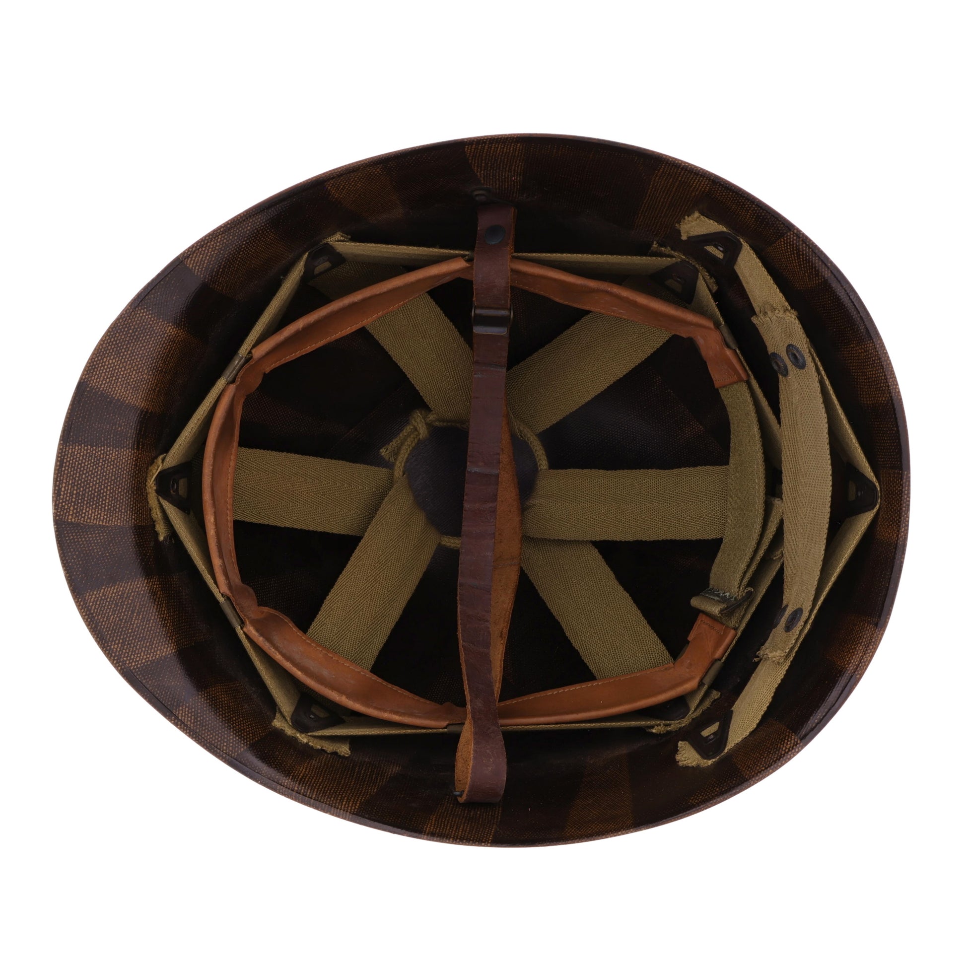 WWII U.S. Westinghouse M-1 Helmet Liner with Headband, Neckband & Leather Chinstrap (1944-45)