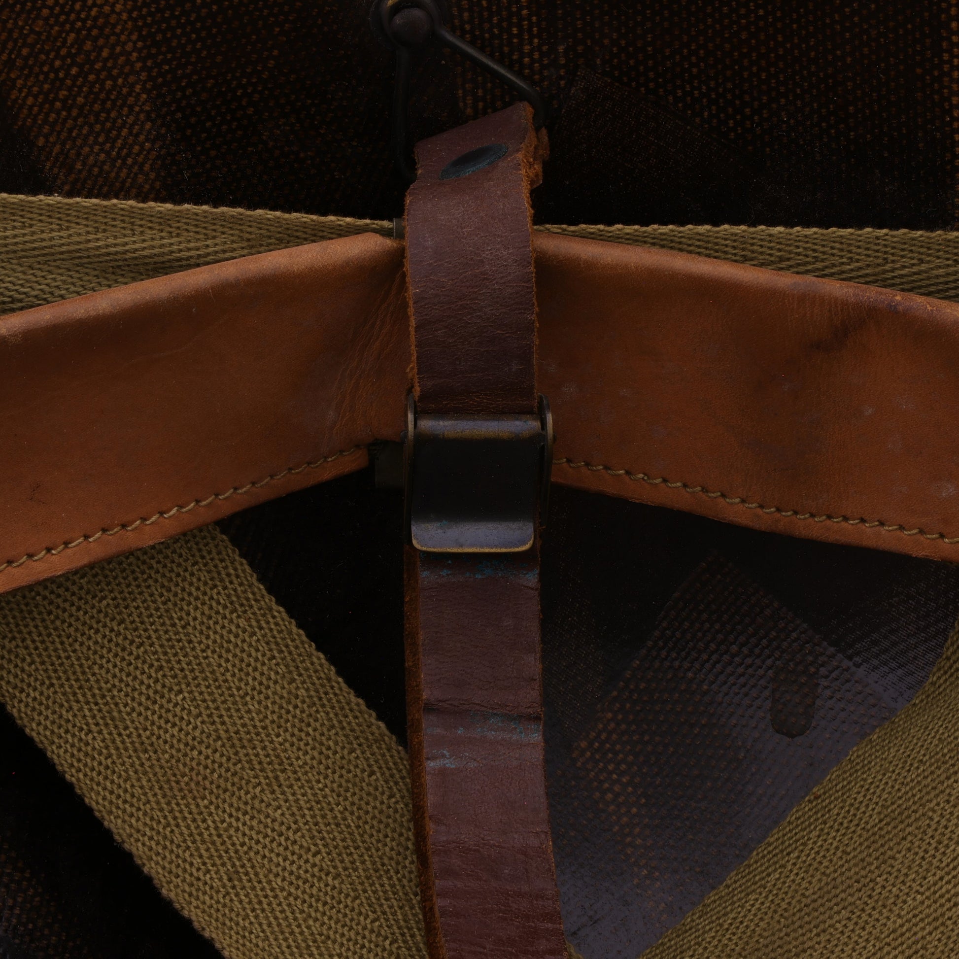 WWII U.S. Westinghouse M-1 Helmet Liner with Headband, Neckband & Leather Chinstrap (1944-45)
