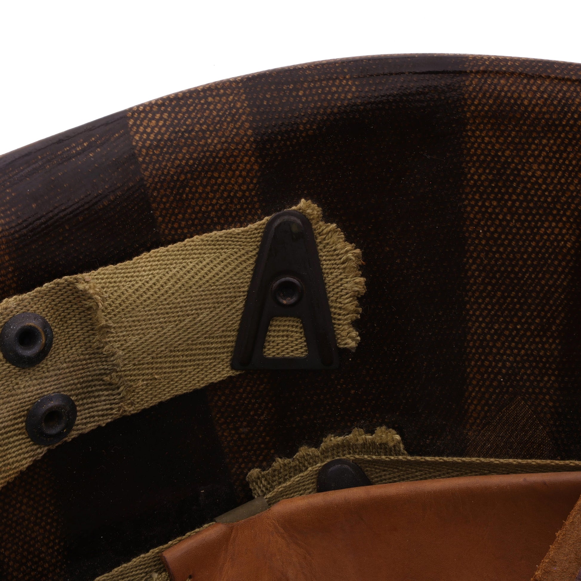 WWII U.S. Westinghouse M-1 Helmet Liner with Headband, Neckband & Leather Chinstrap (1944-45)