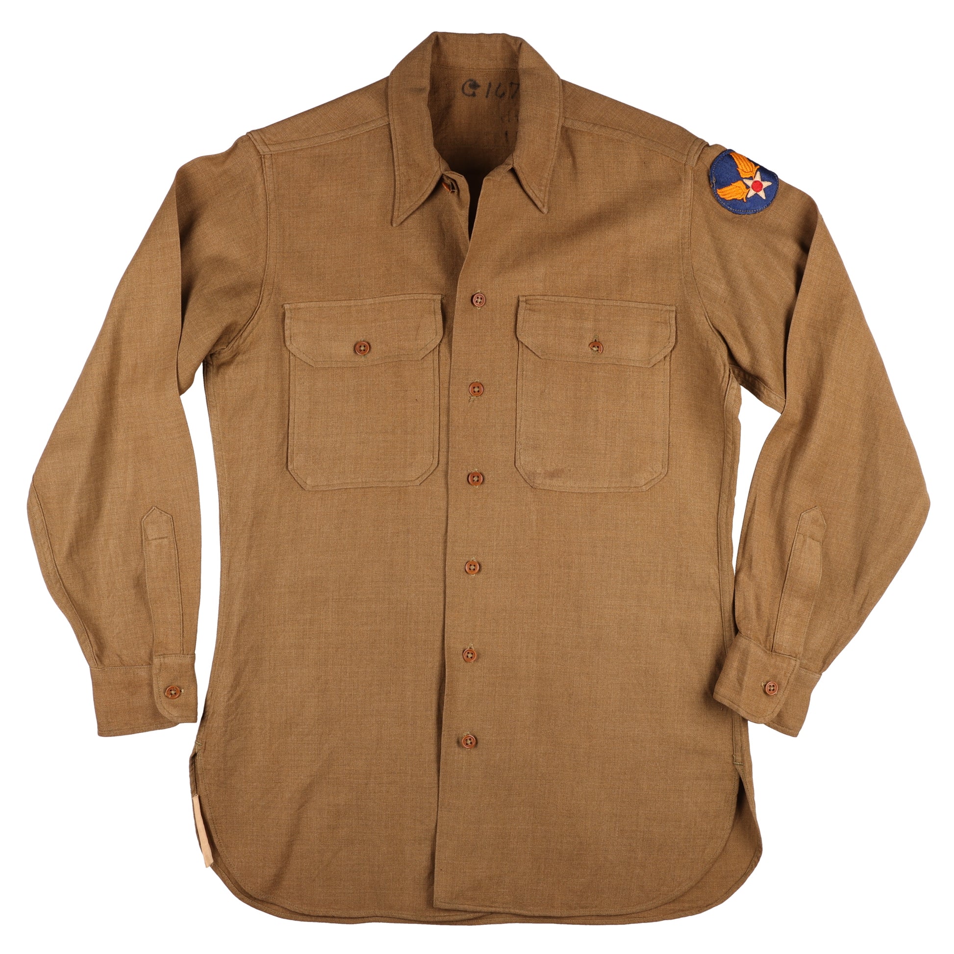 WWII USAAF Enlisted Man's M37 Wool Service Shirt Marked with Laundry Number