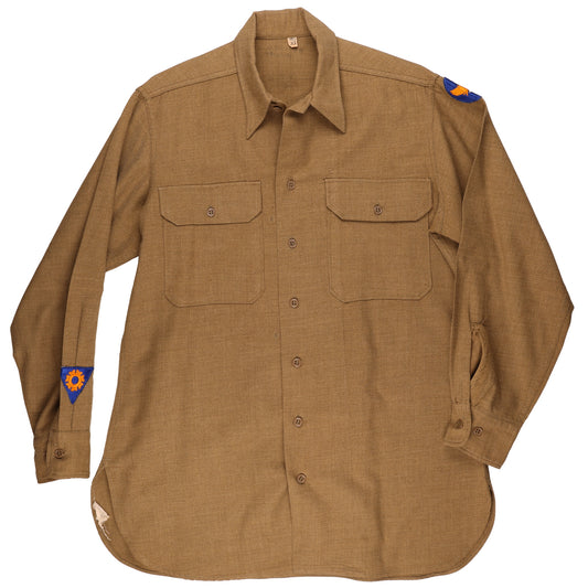 WWII USAAF Mechanic Specialist's M37 Wool Service Shirt with Gas Flap Named to "M. Prosser" (Size 15 1/2 x 33)