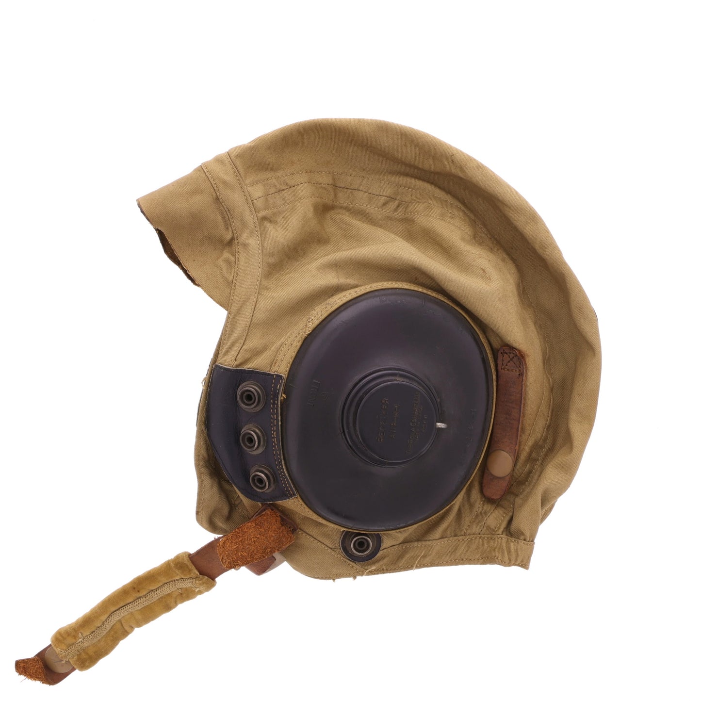 WWII USAAF Type AN-H-15 Flying Helmet by Bates Shoe Co. with ANB-H-1 Radio Receivers Identified to S/Sgt. Gordon F. Domres (Size Large)